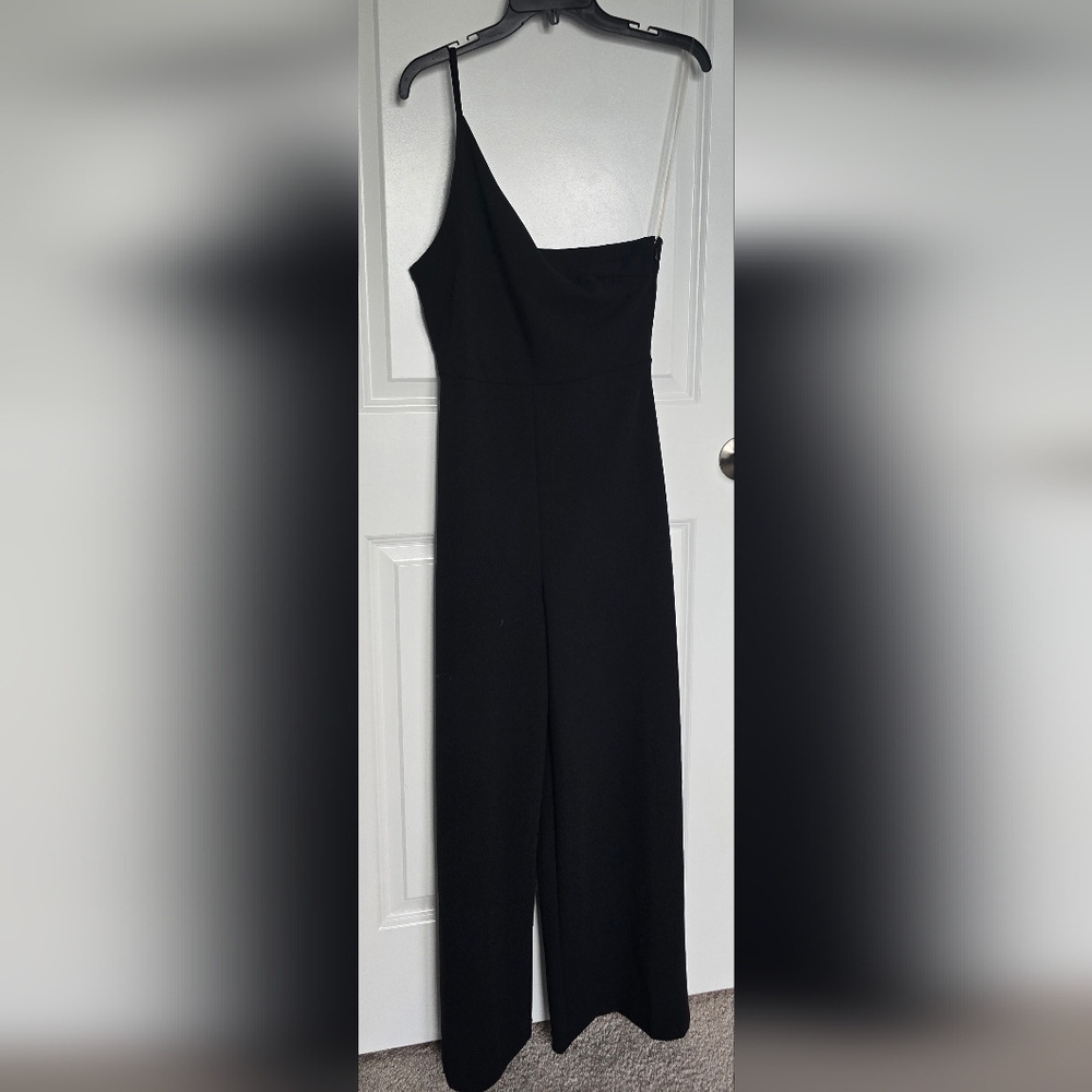 Leith‎ Black One Shoulder Jumpsuit Size M Wide Leg Evening